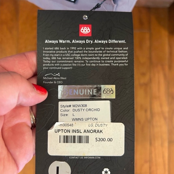 686 Women's Upton Anorak Insulated Ski/Snowboard Pullover Jacket - Picture 5 of 8